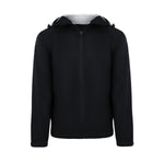 Men's Sport, Lightweight Rain Jacket with Hood, Black. Front view.