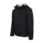 Men's Sport, Lightweight Rain Jacket with Hood, Black. 45 degree left view.