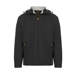 Men's Sport, Lightweight Rain Jacket with Hood, Black/Orange. Front view.