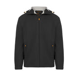 Men's Sport, Lightweight Rain Jacket with Hood, Black/Orange. Front view.