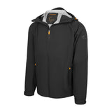 Men's Sport, Lightweight Rain Jacket with Hood, Black/Orange. Left 45 degree view.