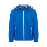 Men's Sport, Lightweight Rain Jacket with Hood, Blue. Front view.
