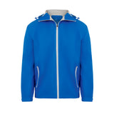 Men's Sport, Lightweight Rain Jacket with Hood, Blue. Front view.