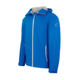 Men's Sport, Lightweight Rain Jacket with Hood, Blue. 45 degree left view.