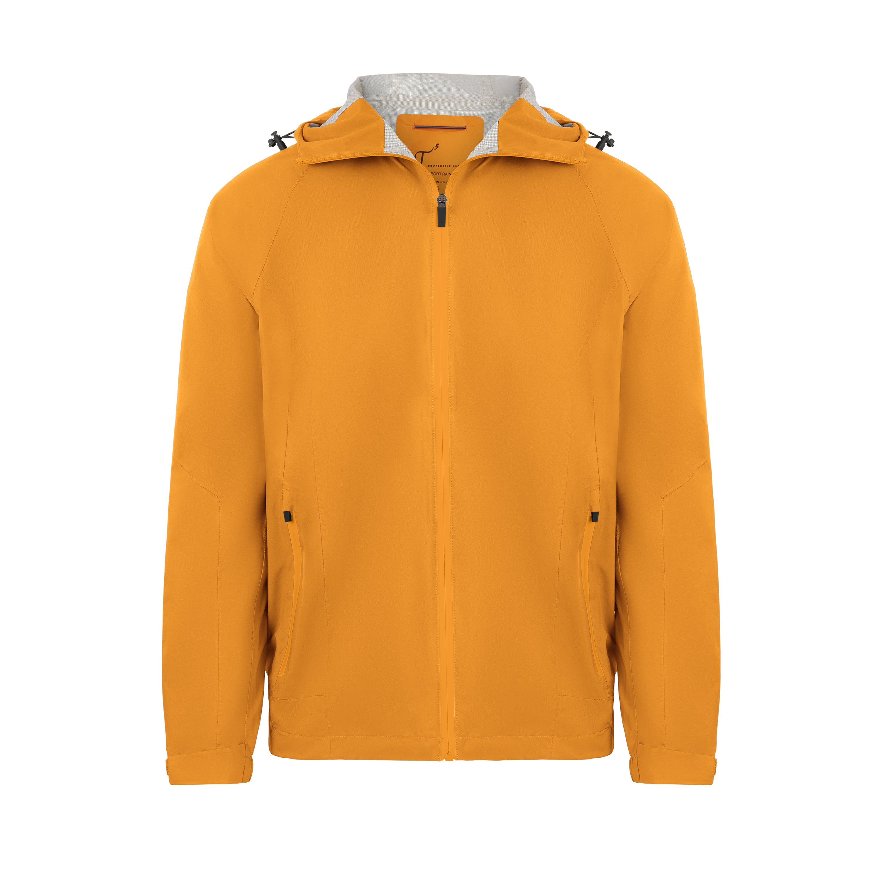 Men's Sport, Lightweight Rain Jacket with Hood, Orange. Front view.