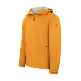 Men's Sport, Lightweight Rain Jacket with Hood, Orange. 45 degree left view.