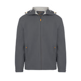 Men's Sport, Lightweight Rain Jacket with Hood, Smokey Gray/Orange. Front view.