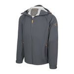 Men's Sport, Lightweight Rain Jacket with Hood, Smokey Gray/Orange. Left 45 degree view.