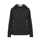 Women's Sport, Lightweight Rain Jacket with Hood, Black/Orange. Front view.