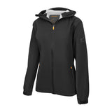 Women's Sport, Lightweight Rain Jacket with Hood, Black/Orange. Left 45 degree view.