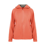 Women's Sport, Lightweight Rain Jacket with Hood, Coral. Front view.