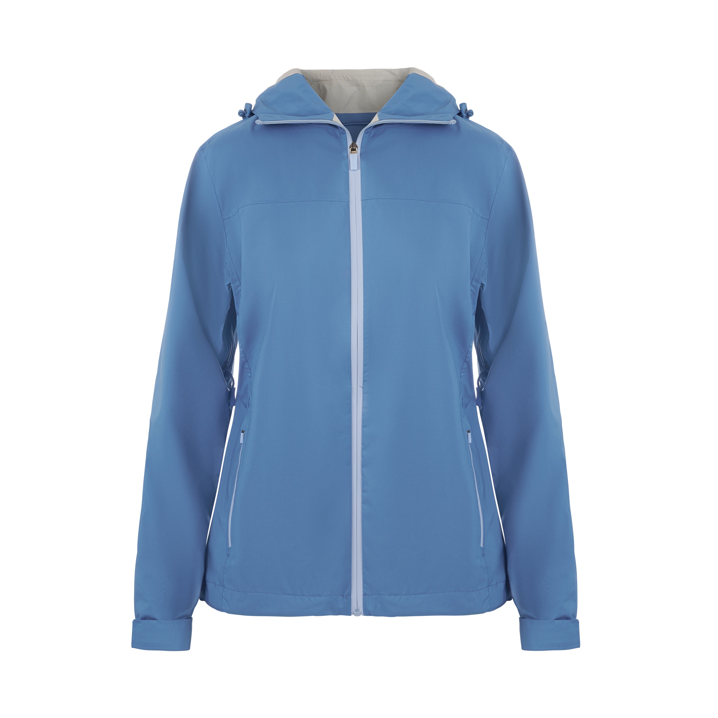 Women's Sport, Lightweight Rain Jacket with Hood, Regatta Blue. Front view.