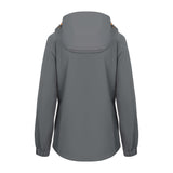 Women's Sport, Lightweight Rain Jacket with Hood, Smokey Gray/Orange. Back view.