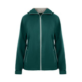 Women's Sport, Lightweight Rain Jacket with Hood, Teal Green. Front view.