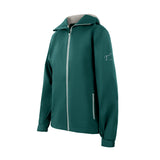 Women's Sport, Lightweight Rain Jacket with Hood, Teal Green. Left 45 degree view.