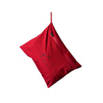 Red pouch with a brand logo on a white background