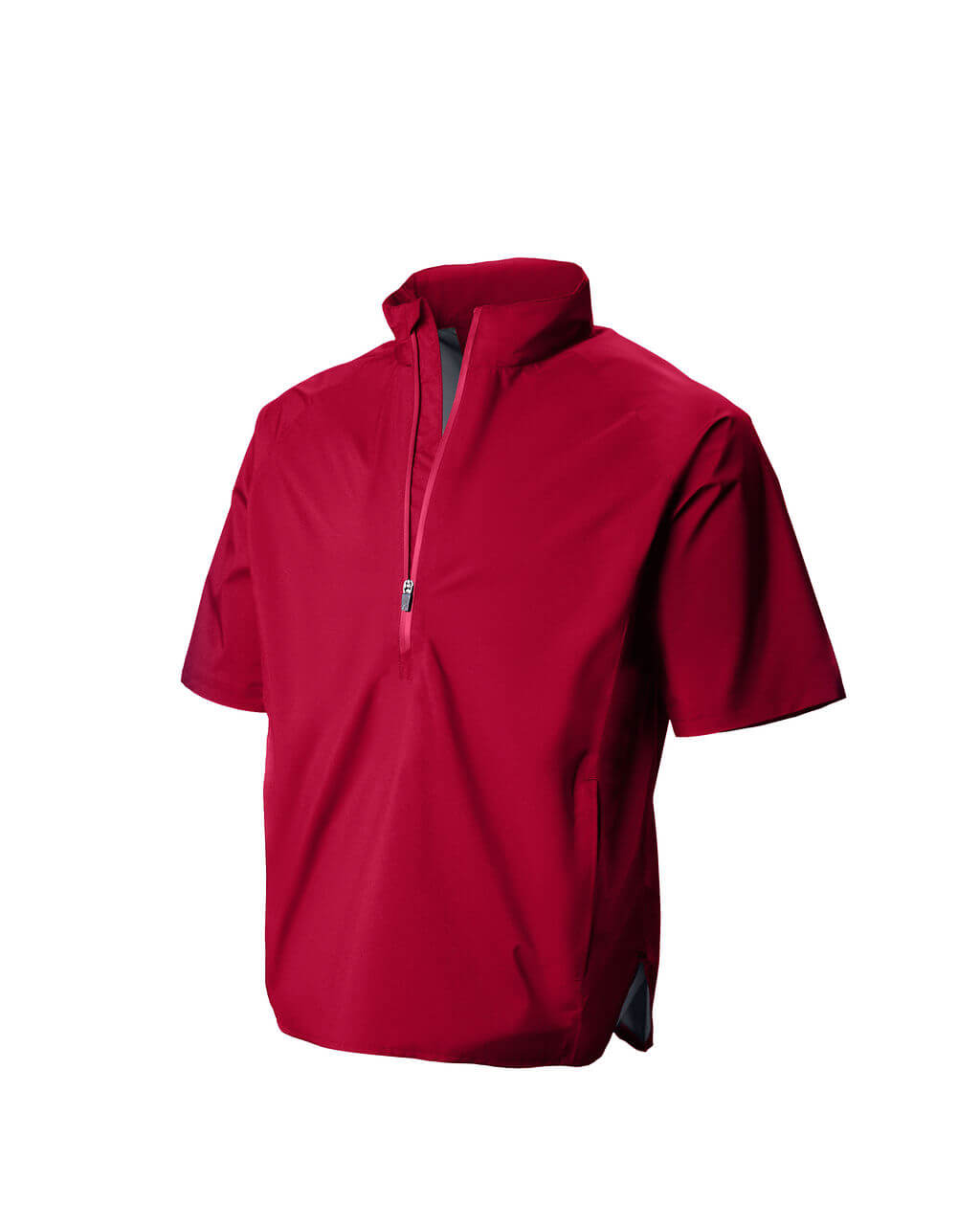 Red short-sleeve pullover with a collar on a white background