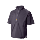 Dark gray short-sleeve jacket with a collar on a white background
