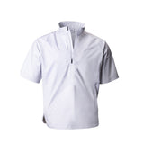 White short-sleeve pullover with a collar on a white background
