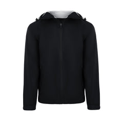 Men's Sport, Lightweight Rain Jacket with Hood, Black. Front view.