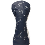 Navy leather Driver Head Cover with White Embroidered T3 Logo in a Randomized Pattern.