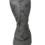 Gray Leather Driver Head Cover with Navy Embroidered Randomized T3 Logos and It's Not For Everyone tagline