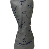 Gray Leather Driver Head Cover with Navy Embroidered Randomized T3 Logos and It's Not For Everyone tagline