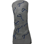 Gray Leather Fairway Head Cover with Navy Embroidered Randomized T3 Logos