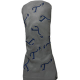 Gray Leather Fairway Head Cover with Navy Embroidered Randomized T3 Logos