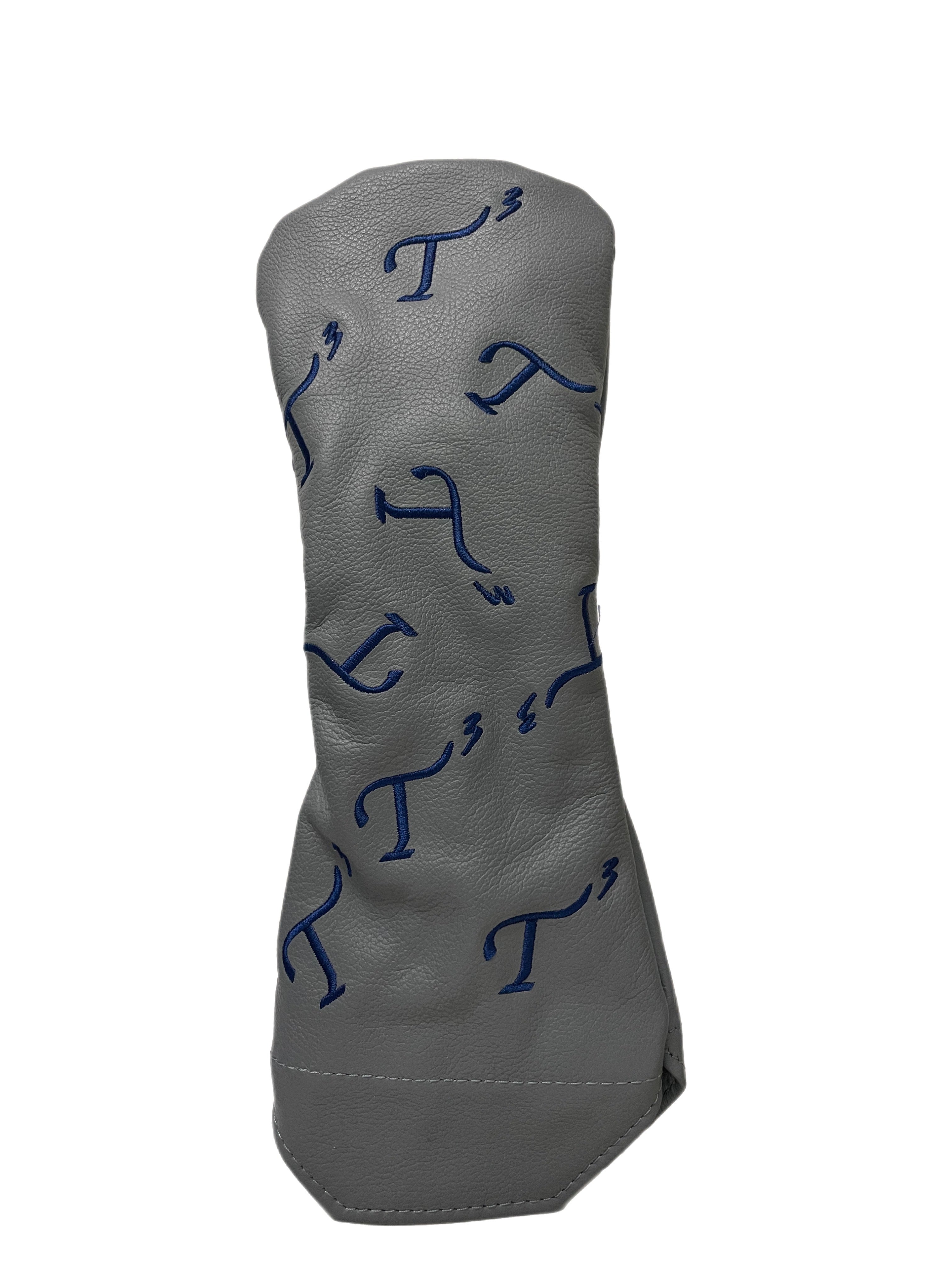 Gray Leather Fairway Head Cover with Navy Embroidered Randomized T3 Logos