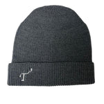 Men's Charcoal Merino Wool Knit Hat with White Embroidered T3 Logo