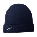 Men's Navy Merino Wool Knit Hat with White Embroidered T3 Logo
