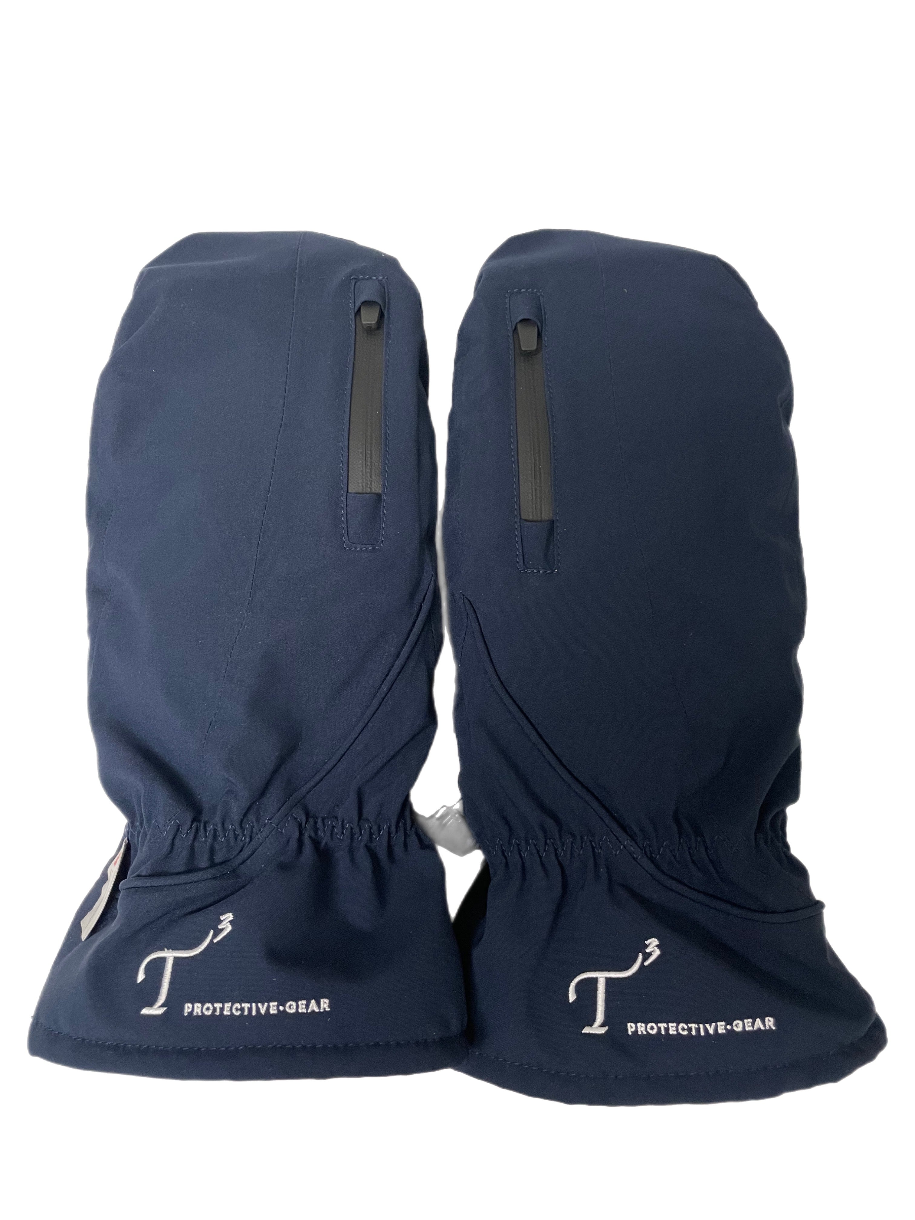Large, Navy, Cold Weather Cart Mittens with white embroidered T3 Protective Gear logo