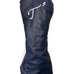 Navy leather large driver head cover with white embroidered T3 logo.