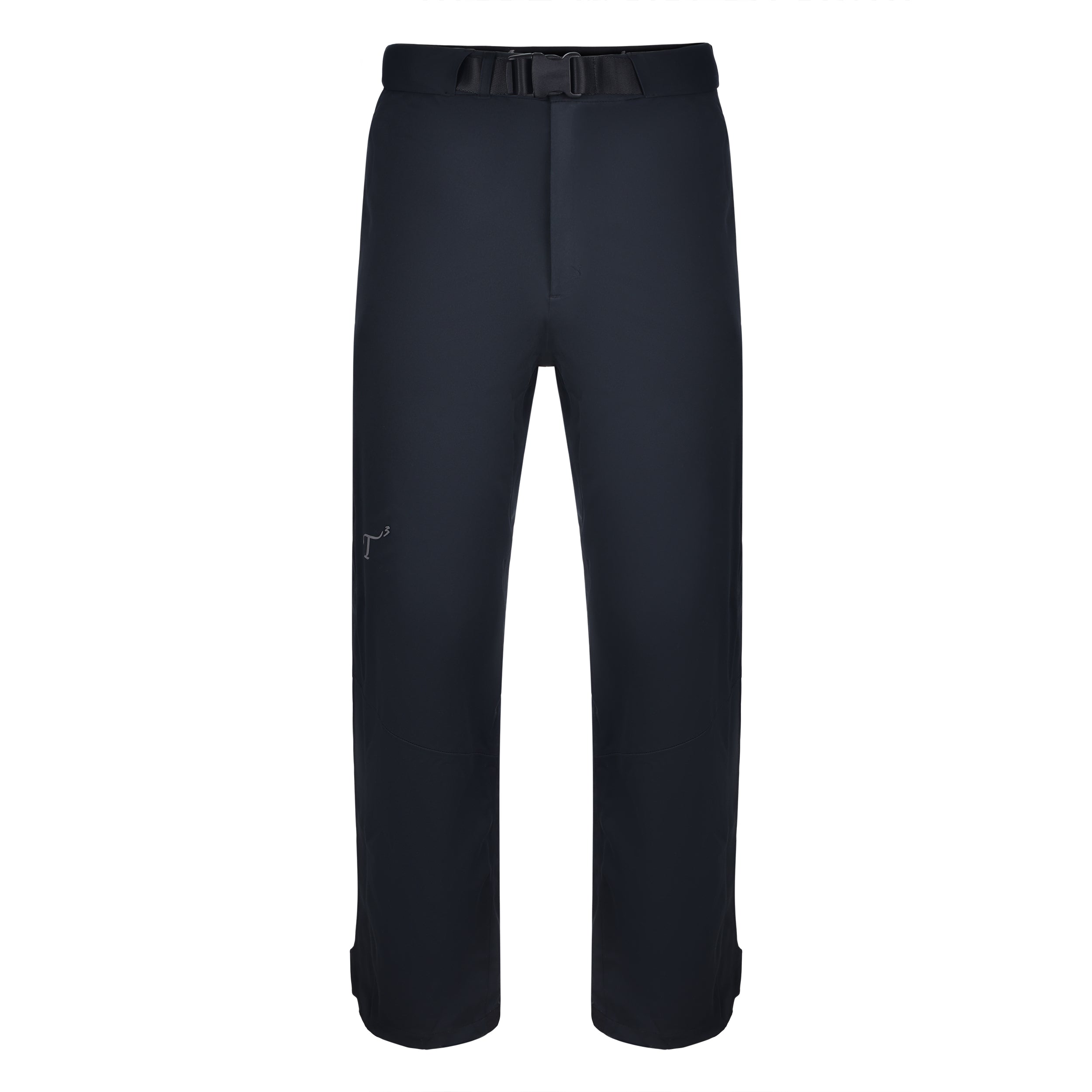 Men's 180g Softshell Rain Pants in Black. Front view.