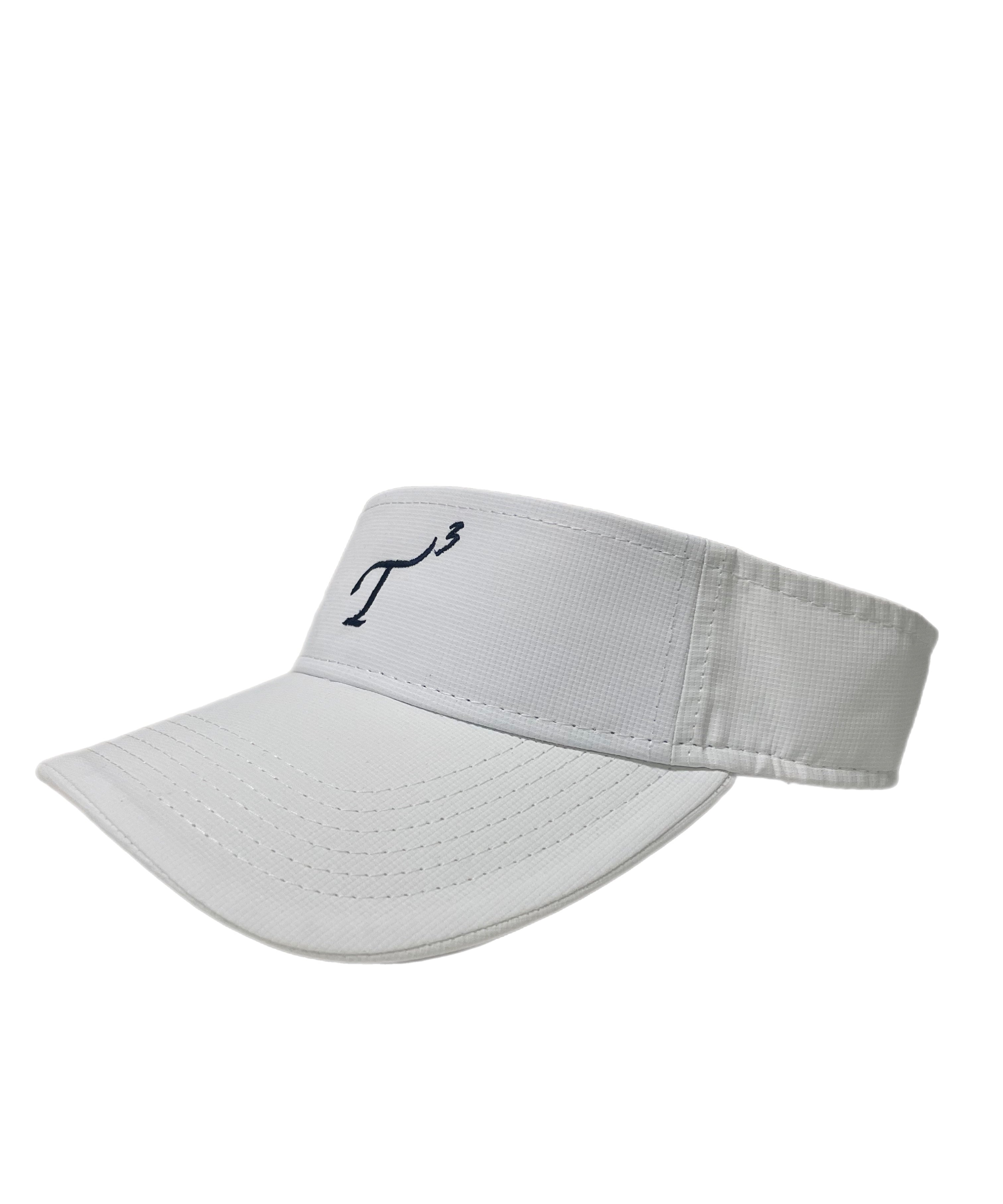 White Performance Phoenix Visor with navy embroidered T3 logo.