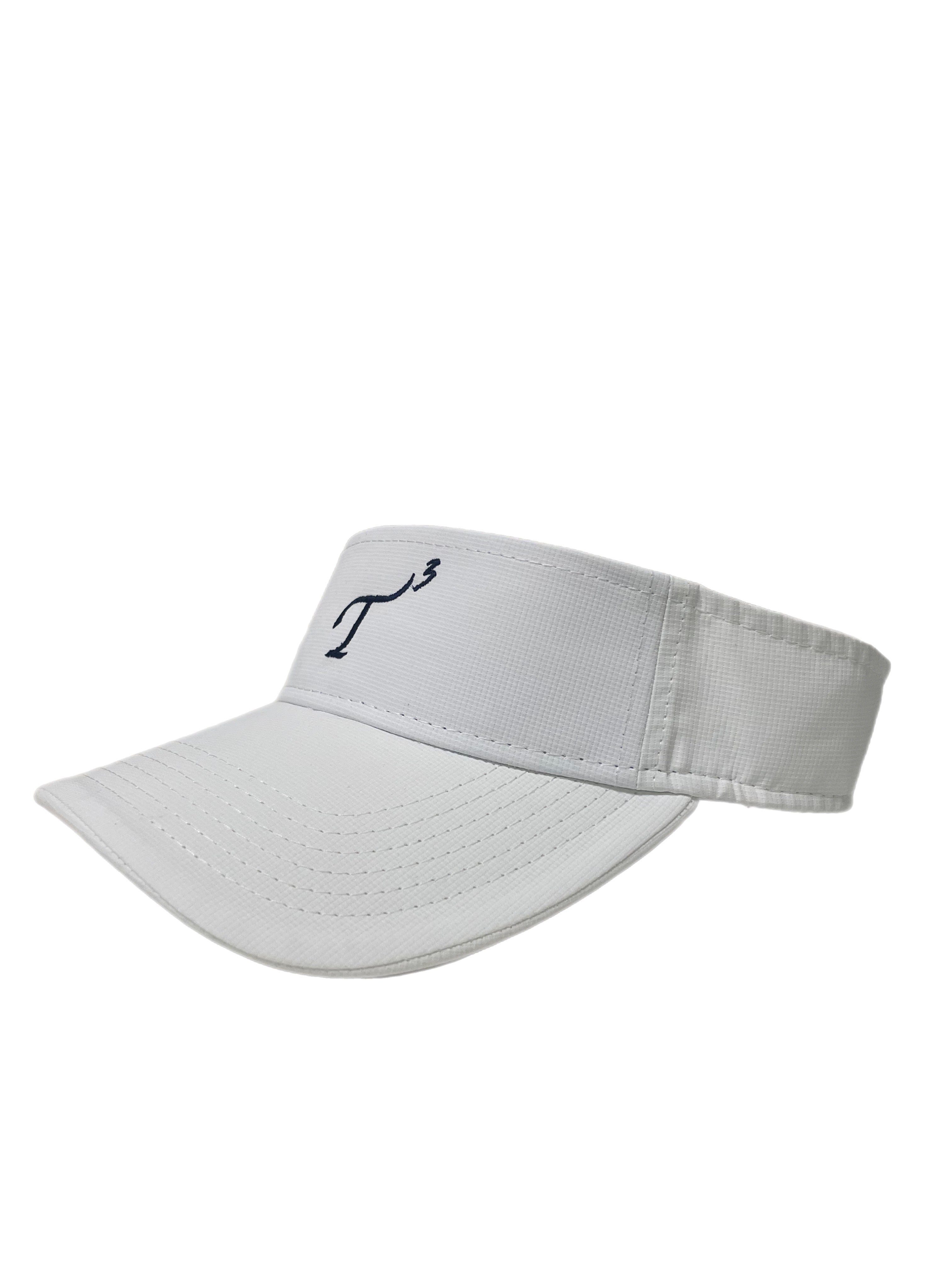 White Performance Phoenix Visor with navy embroidered T3 logo.