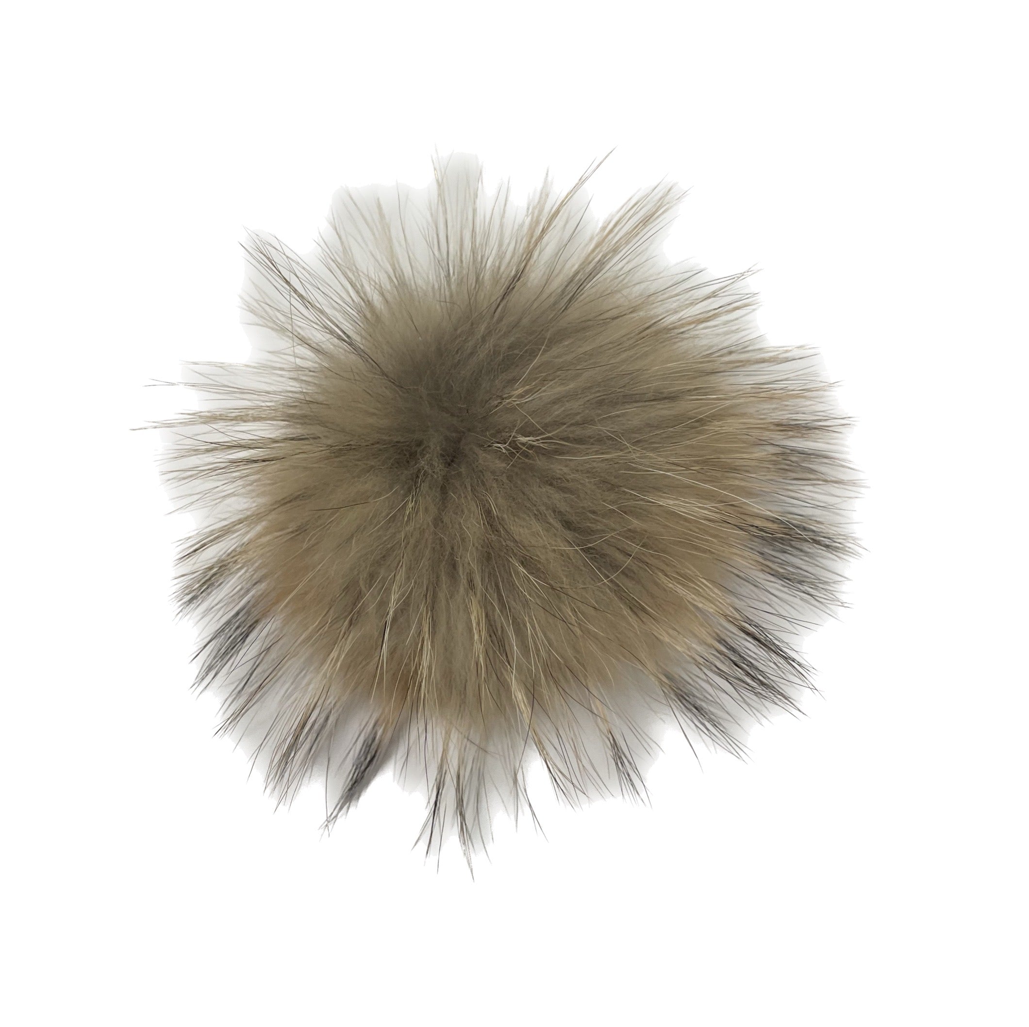 Light brown faux fur pom beanie topper