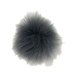 Dark gray faux fur pom beanie topper