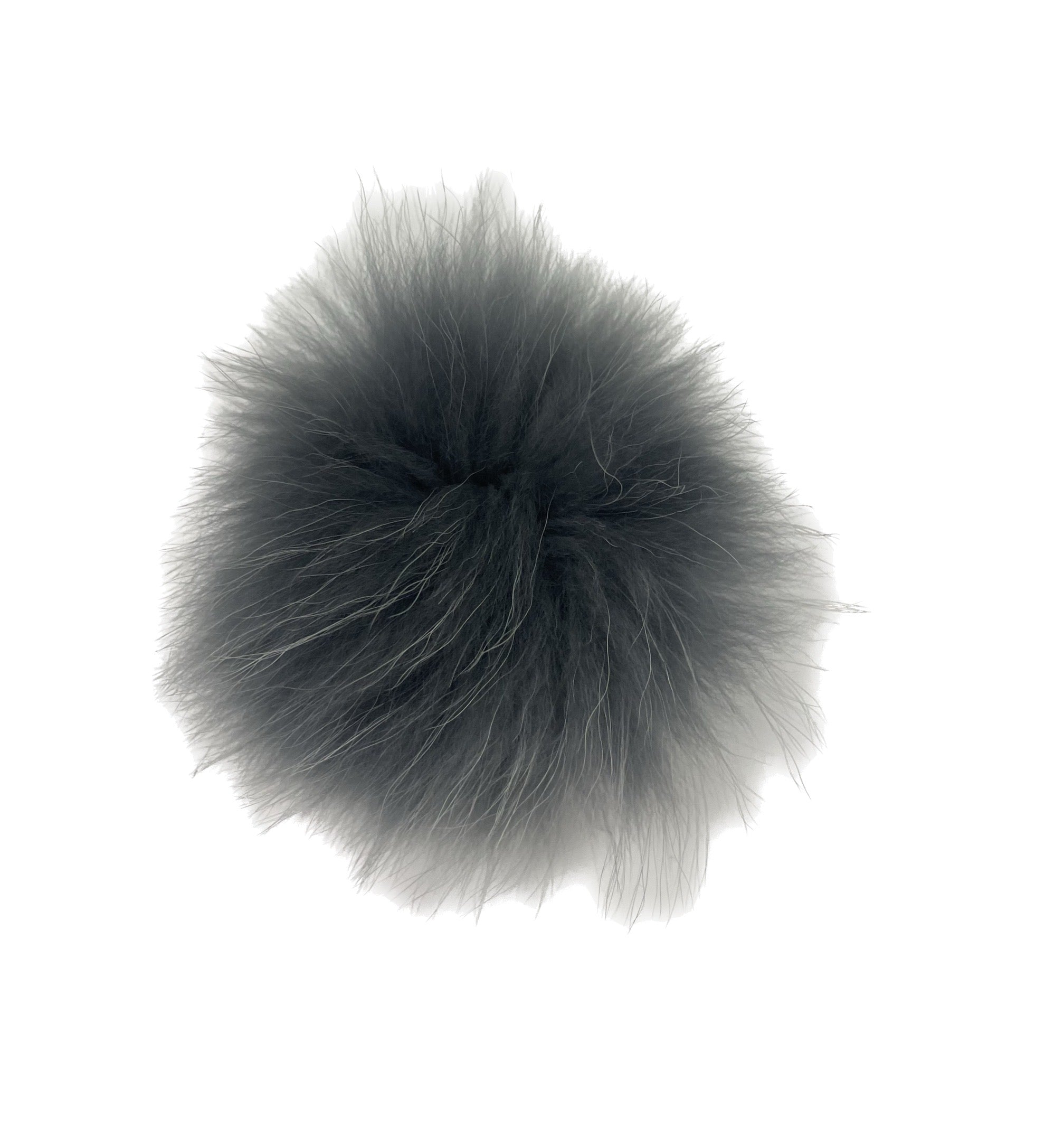 Dark gray faux fur pom beanie topper