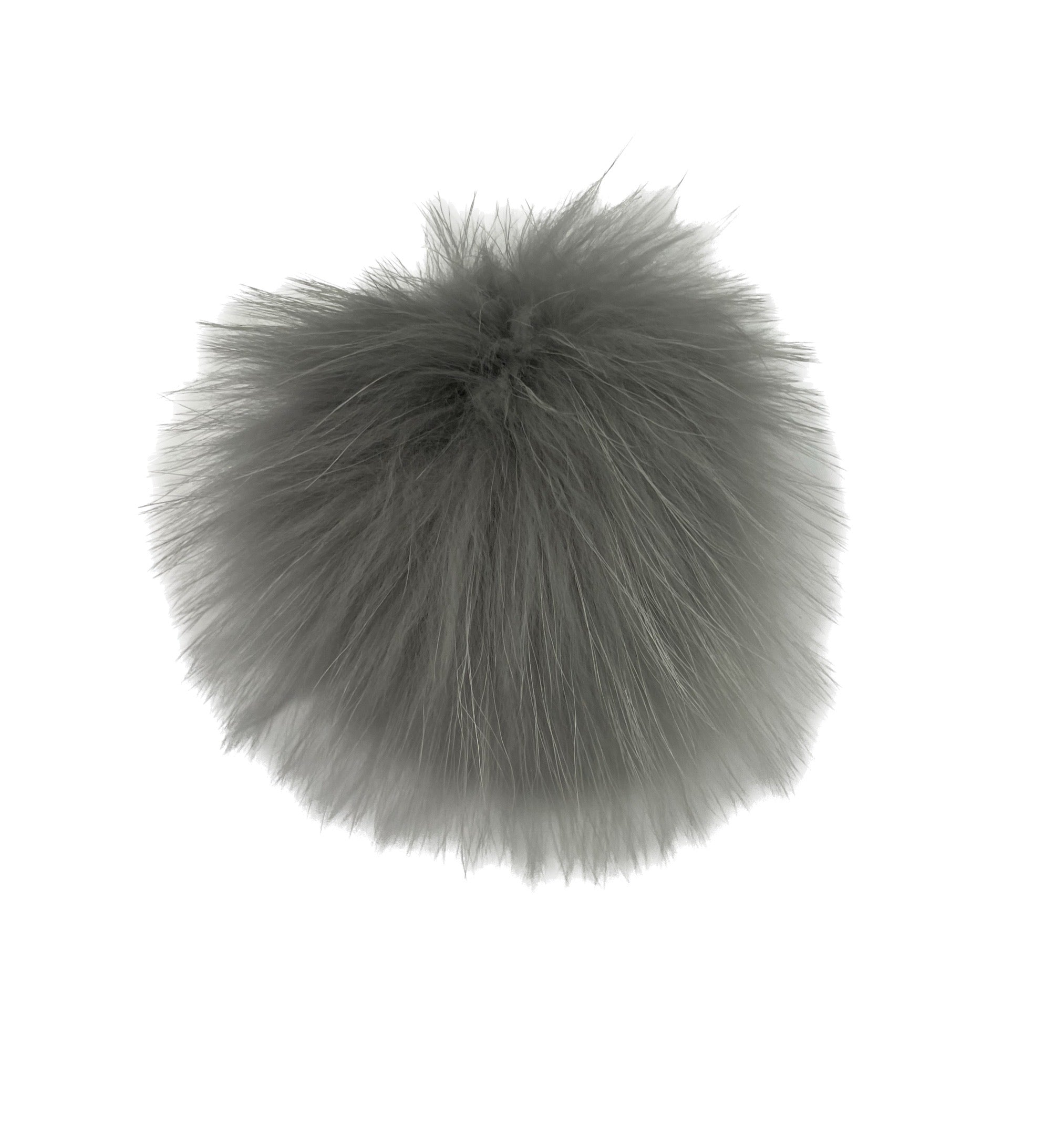 Light gray faux fur pom beanie topper